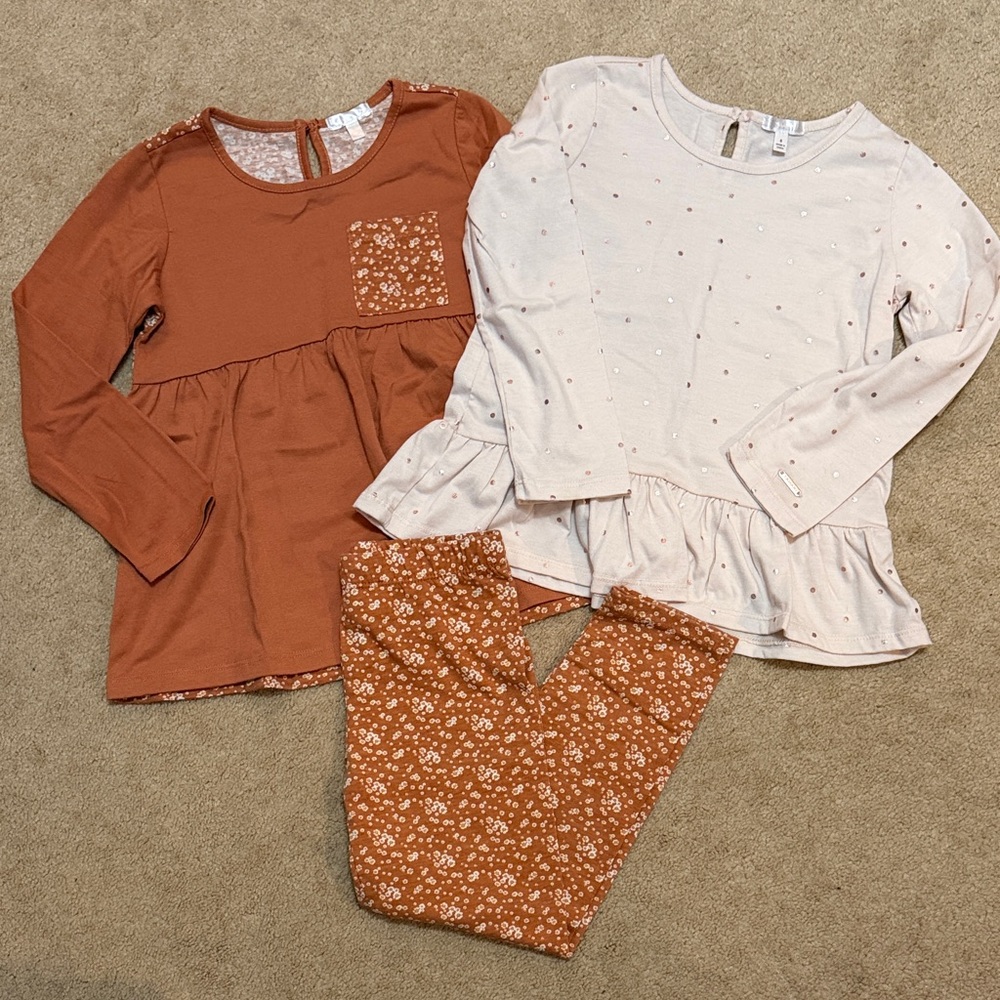 Tahari Kids Matching Set in Orange and Cream